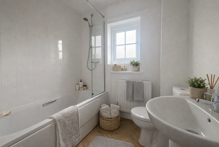 A bathroom with a bathtub, shower, toilet, and sink.