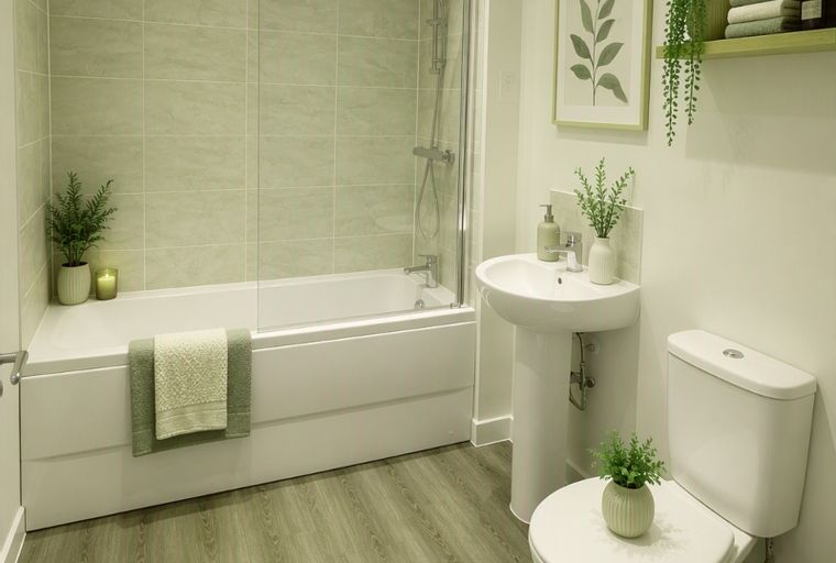 A bathroom with a bathtub, sink, and toilet.