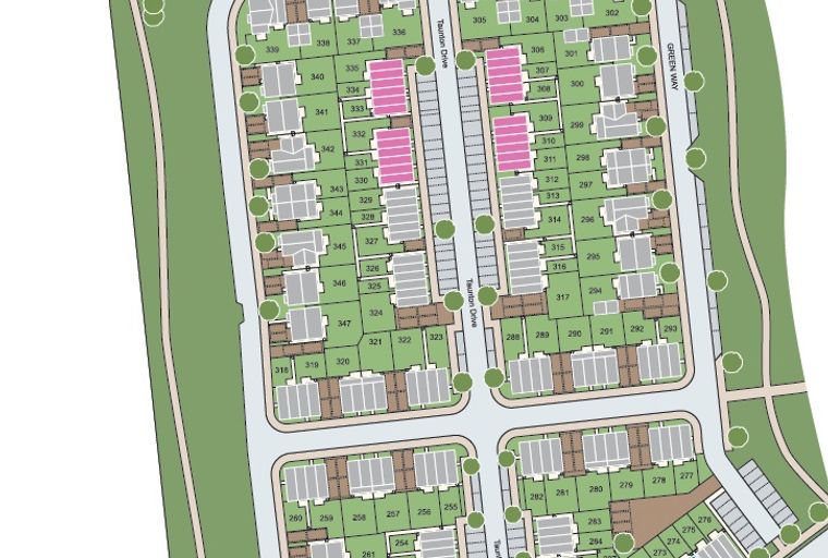 A site plan map of Haddon Fields Phase 3, showing house plots and street names.