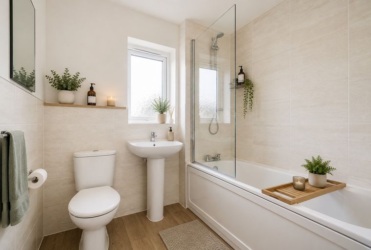 A bathroom with a toilet, sink, and bathtub.