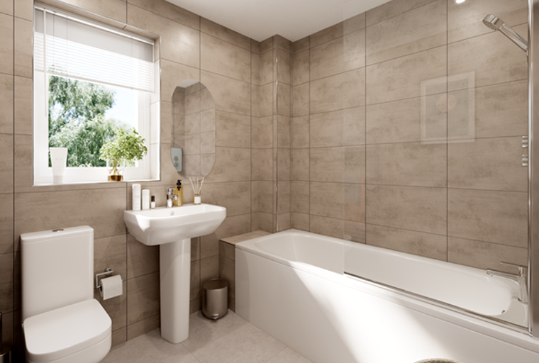A bathroom with a toilet, sink, and bathtub.
