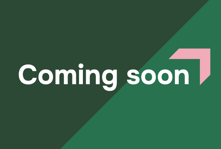 A graphic with the text 'Coming soon' and a pink arrow shape.