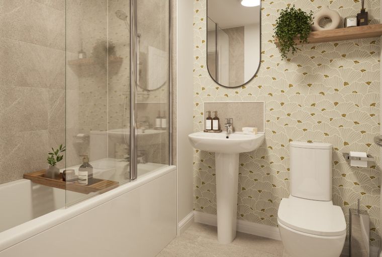 A bathroom with a bathtub, a sink, and a toilet.